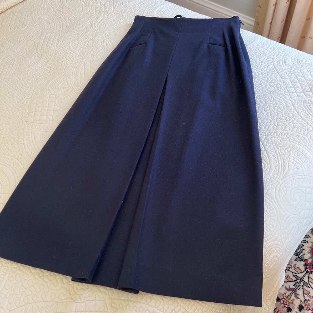 Vintage 1980's Perry Ellis Deep Navy Midi Skirt